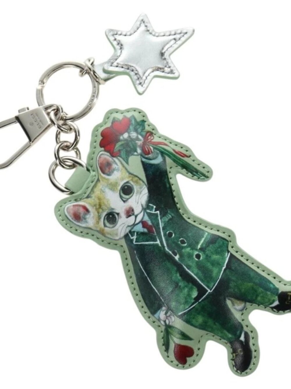 GUCCI GG Supreme Yuko Higuchi Boris Key Holder PVC Green Silver Auth